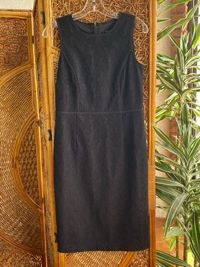 Ann Taylor Black Sleeveless Midi Sheath Dress Lined Fitted Great Condition